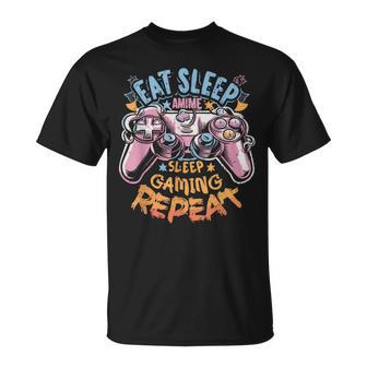 Eat Sleep Anime Gaming Repeat Kawaii Otaku Anime Manga T-Shirt - Seseable