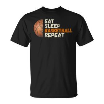 Eat Sleep Basketball Repeat Fun Basketball Fans T-Shirt - Monsterry