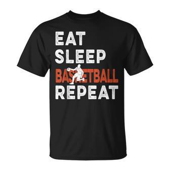 Eat Sleep Basketball Repeat Basketball Sports T-Shirt - Seseable