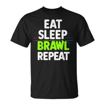 Eat Sleep Brawl Repeat Lustigesideospiel T-Shirt - Geschenkecke