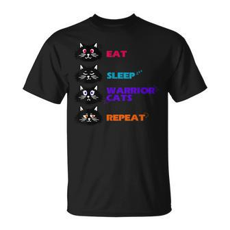 Eat-Sleep-Cat Warrior-Repeat-Cat Lover T-Shirt | Mazezy