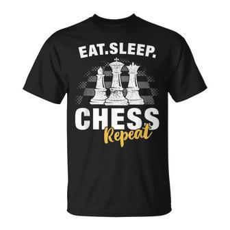 Eat Sleep Chess Repeat Club Player Board Game T-Shirt - Monsterry UK