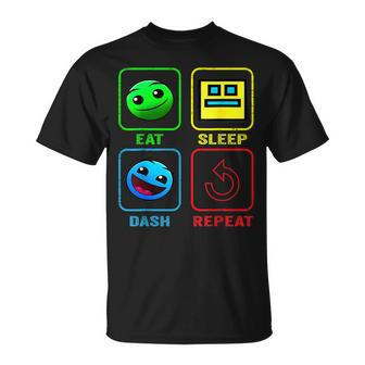 Eat Sleep Dash Repeat Video Game Geometry Video Gamer T-Shirt - Seseable