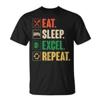 Eat Sleep Excel Repeat Vintage Retro Excel T-Shirt - Thegiftio UK