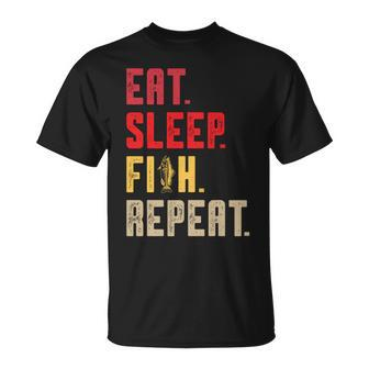 Eat Sleep Fish Repeat Fathers Day T-Shirt - Thegiftio UK