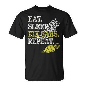 Eat Sleep Fix Cars Repeat Auto Mechanic Cars Lovers T-Shirt - Seseable