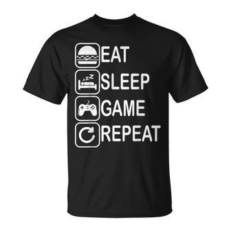 Eat Sleep Game Repeat Video Gamer T-Shirt - Monsterry UK