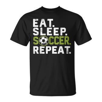 Eat Sleep Soccer Repeat Soccer T-Shirt - Seseable