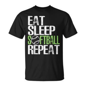 Eat Sleep Softball Repeat Cool Sports T-Shirt - Monsterry CA