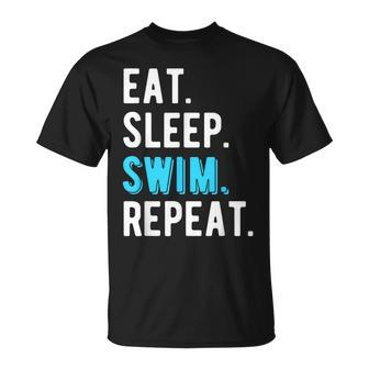 Eat Sleep Swim Repeat Swimming Swimmer Cool T-Shirt - Monsterry DE