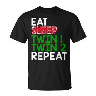 Eat Sleep Twin 1 Twin 2 Repeat Mom Of Twins For Mom T-Shirt - Monsterry CA