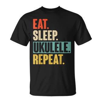 Eat Sleep Ukulele Repeat Retro Vintage Ukelele T-Shirt - Monsterry UK