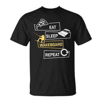 Eat Sleep Wakeboarding Wakeboard Wakeboarder Board T-Shirt - Seseable