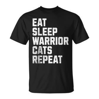 Eat-Sleep-Warrior Cats-Repeat Cat Lover T-Shirt - Thegiftio UK