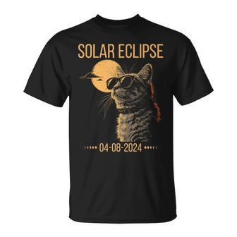 Eclipse Cat 2024 Solar Cat Totality Eclipse Solar 2024 Cat T-Shirt - Monsterry