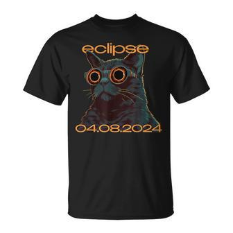 Eclipse Cat Graphic For April 2024 Eclipse Cat Lovers T-Shirt - Seseable