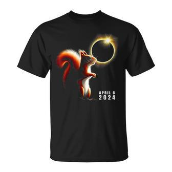 Eclipse Squirrel Watching Total Solar Eclipse April 8 2024 T-Shirt - Monsterry