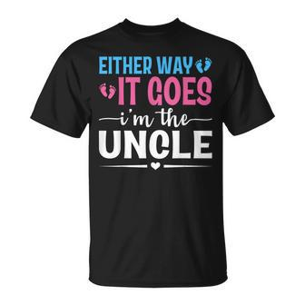 Either Way It Goes I'm The Uncle Gender Reveal Baby Shower T-Shirt - Seseable
