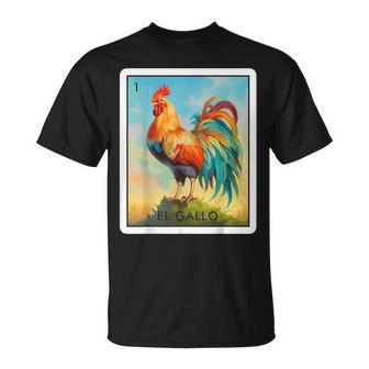El Gallo Mexican Lottery Bingo Game Traditional Rooster Card T-Shirt - Monsterry