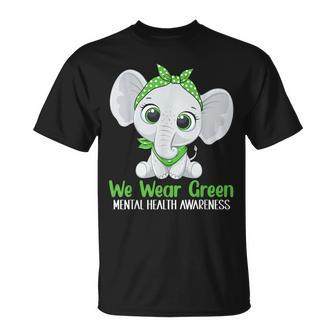 Elehant Mental Health Awareness Green Ribbon T-Shirt - Seseable