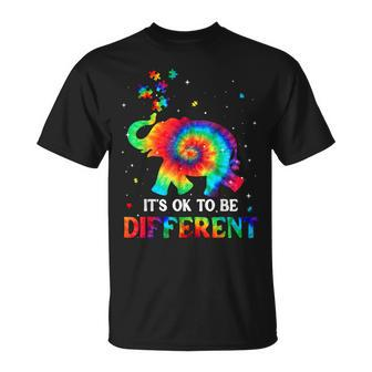 Elephant Tie Dye It’S Ok To Be Different Autism Awareness T-Shirt - Seseable