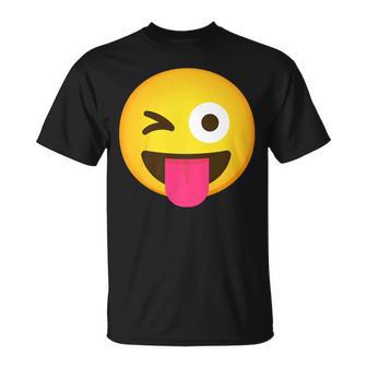 Emoticon Winking Face With Stuck-Out Tongue And Winking Eye T-Shirt - Monsterry