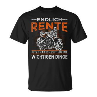 Endlich Rente Biker Grandpa & Motorradfahrer Rentner T-Shirt - Seseable