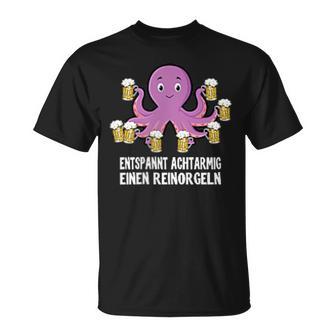 Entspannt Achtarmig Einen Reinorgeln Pocket Bier Party T-Shirt - Geschenkecke