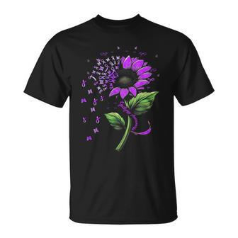 Epilepsy Awareness Sunflower Purple Ribbon Fighter T-Shirt - Thegiftio UK