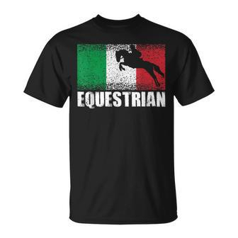 Equestrian Sport Italy Flag Italian Horse Rider T-Shirt - Monsterry CA