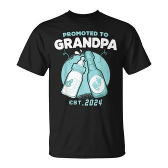 Est 2024 Grandpa Promoted To Grandpa Baby Boys Father's Day T-Shirt - Monsterry DE