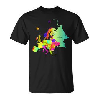 Europe Map With Boundaries And Countries Names T-Shirt - Seseable