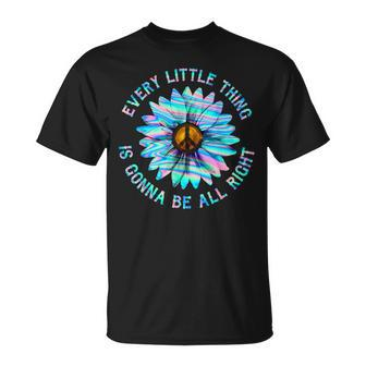 Every Little Thing Is Gonna Be Alright Hippie Flower T-Shirt - Thegiftio UK