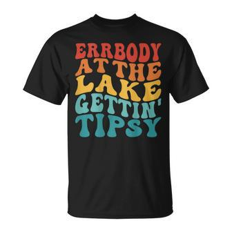Everybody In The Lake Getting Tipsy Retro Groovy Lake Life T-Shirt - Seseable