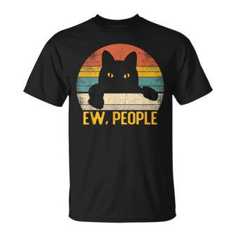 Ew People Black Cat Retro Cat Lover T-Shirt - Monsterry DE