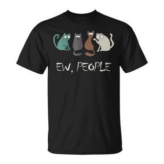 Ew People Black Cat Cute Meowy Kitty Cat Lover T-Shirt - Monsterry