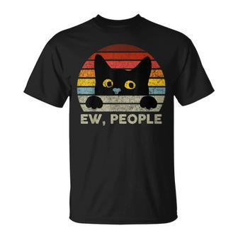 Ew People Vintage Black Cat For Cat Lover Cat Mom Cat Dad T-Shirt - Monsterry