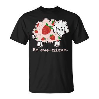 Be Ewe-Nique Strawberry Pink Summer Pattern Cartoon Sheep T-Shirt - Monsterry CA