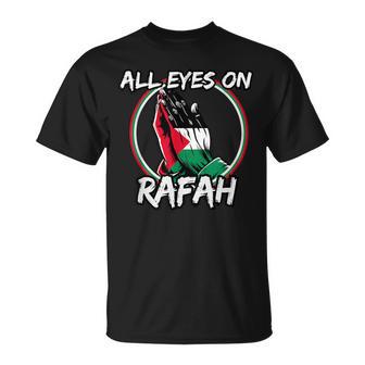 All Eyes On Rafah Betende Hände Palestina Flagge T-Shirt - Geschenkecke