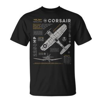 F4u Corsair Ww2 Fighter Plane Us Wwii Warbird Vintage T-Shirt - Monsterry AU