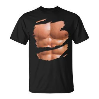 Fake Muscle Under Clothes Chest Six Pack Abs T-Shirt - Thegiftio UK