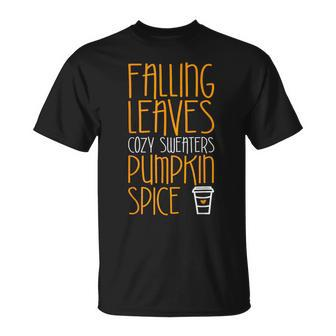 Falling Leaves Cozy Sweaters Pumpkin Spice T-Shirt - Monsterry