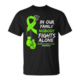 In Our Family Nobody Fights Alone Traumatic Brain Injury T-Shirt - Monsterry