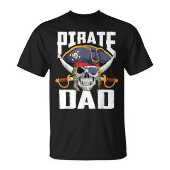 Family Skull Pirate Dad Jolly Roger Crossbones Flag T-Shirt | Mazezy