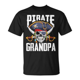 Family Skull Pirate Grandpa Jolly Roger Crossbones Flag T-Shirt - Monsterry UK
