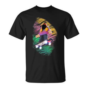 Farbenfrohes Abstraktes Kunst-Print T-Shirt in Schwarz - Seseable