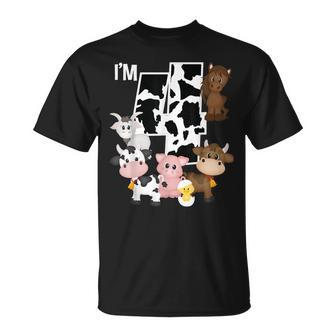 Farm Animals Barnyard Farm House 4Th Birthday Party Supply T-Shirt - Monsterry DE