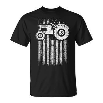 Farm Tractor With Distressed Usa Flag T-Shirt | Mazezy