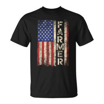 Farmer Tractors Usa American Flag Patriotic Farming Men T-Shirt - Thegiftio UK