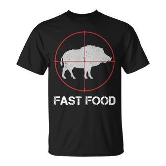 Fast Food Wildschweinjagd Lustige Tierwelt Jäger Papa T-Shirt - Geschenkecke